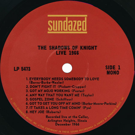 shadows of knight lp live 1966 label 1
